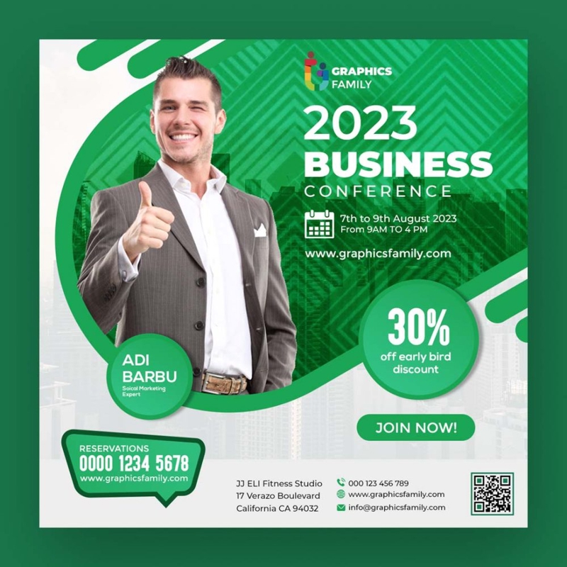 فایل الگوی رسانه‌های اجتماعی کنفرانس تجاری - Business Conference Social Media Template