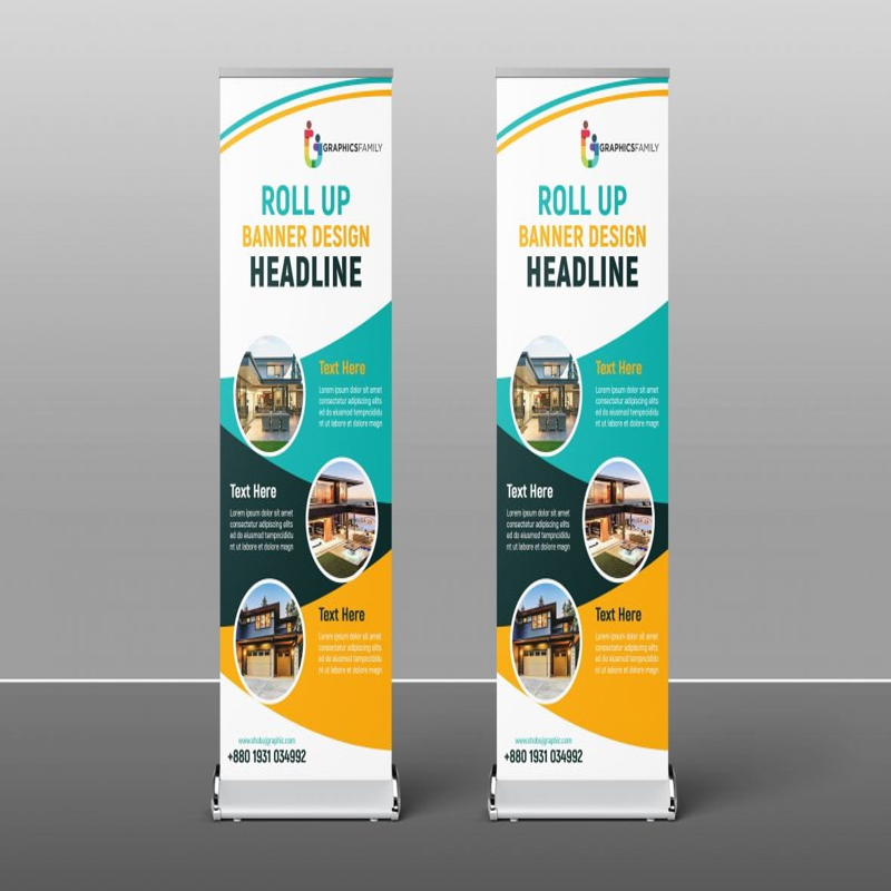 فایل دانلود طرح بنر لایه باز کسب و کار (psd) - Business Roll Up Banner Design psd Download