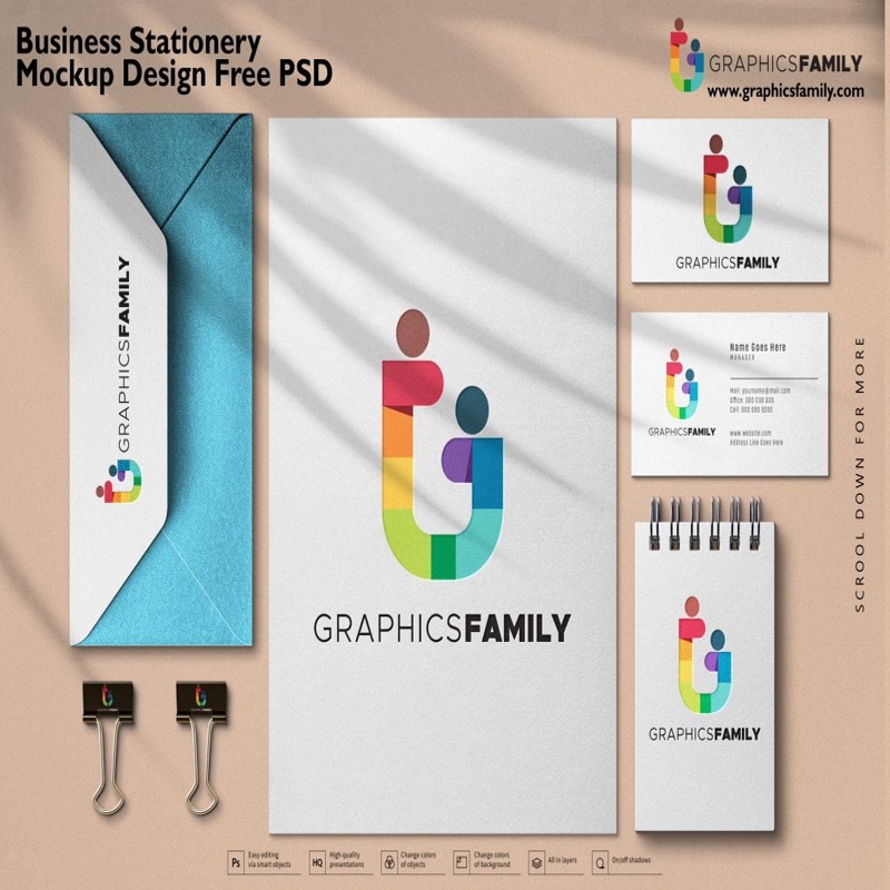 فایل طرح PSD موکاپ لوازم التحریر تجاری - Business Stationery Mock-Up Design PSD