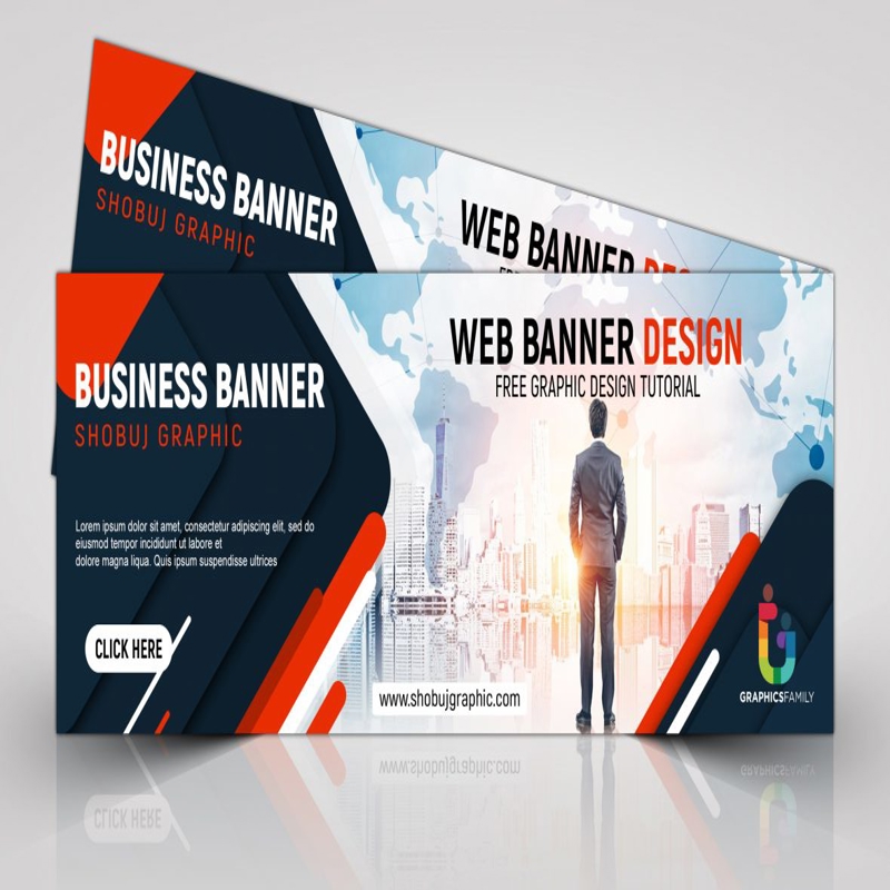 فایل بنر وب کسب و کار در سبک تخت PSD - Business Web Banner In Flat Style PSD