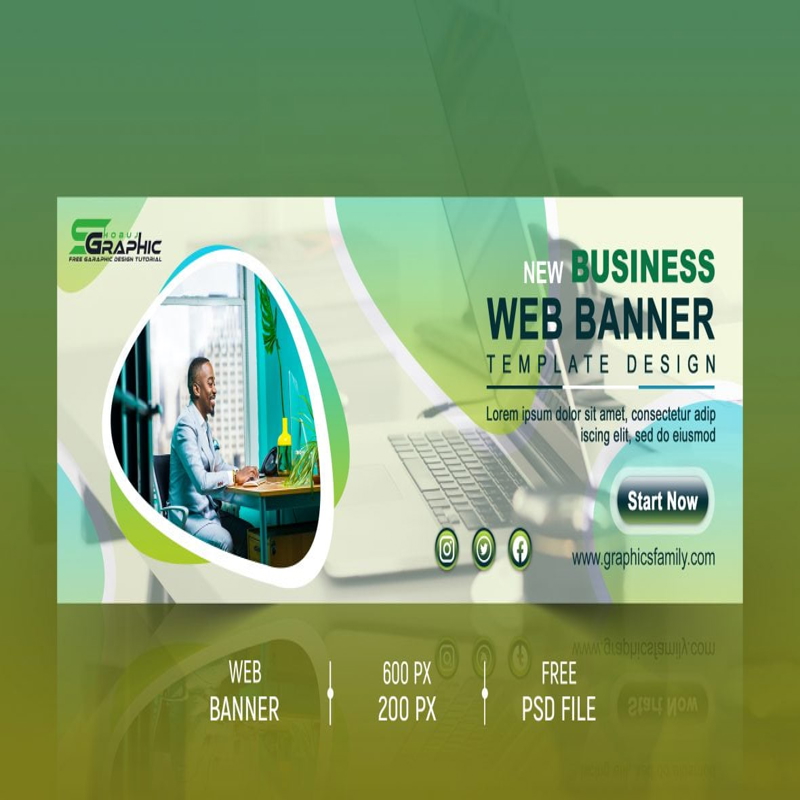 فایل طراحی بنر وب سایت تجاری - Business Website Banner Design