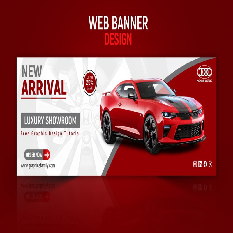 فایل قالب طراحی بنر قابل ویرایش نمایشگاه یا نمایندگی خودرو - Car Dealer or Showroom Editable Banner Design Template
