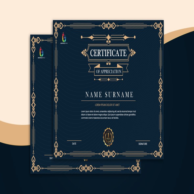 فایل گواهی دستاورد تصویر برداری زیبا حاشیه قاب - Certificate achievement frame border elegant vector image