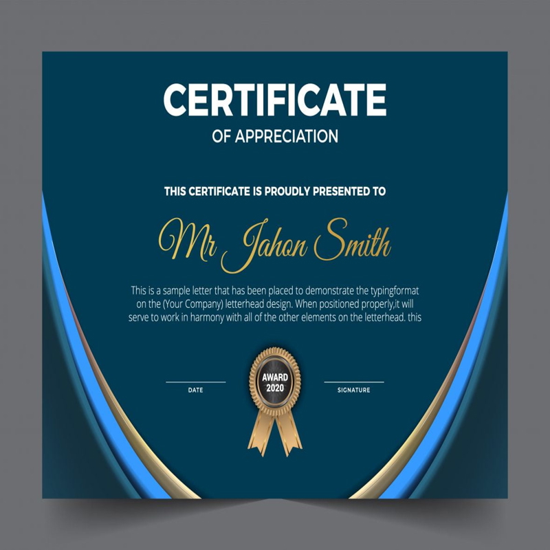 فایل الگوی جایزه تقدیرنامه - Certificate Of Appreciation Award Template
