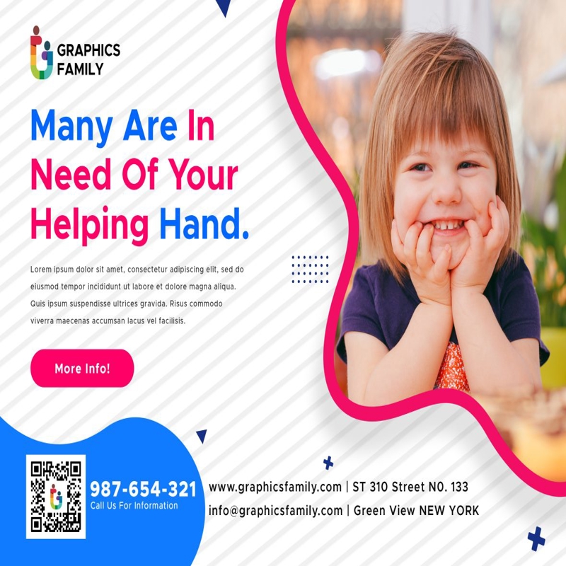 فایل الگوی طراحی پست رسانه اجتماعی خیریه - Charity Social Media Post Design Template