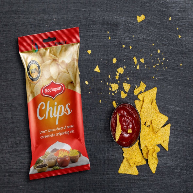 فایل ماکت بسته‌بندی کیسه چیپس - Chips Bag Packaging Mockup