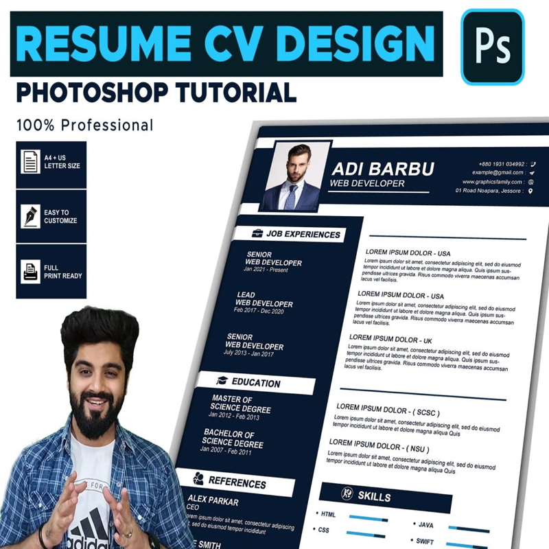 فایل الگوی طراحی CV رزومه تمیز - Clean Resume CV Design Template