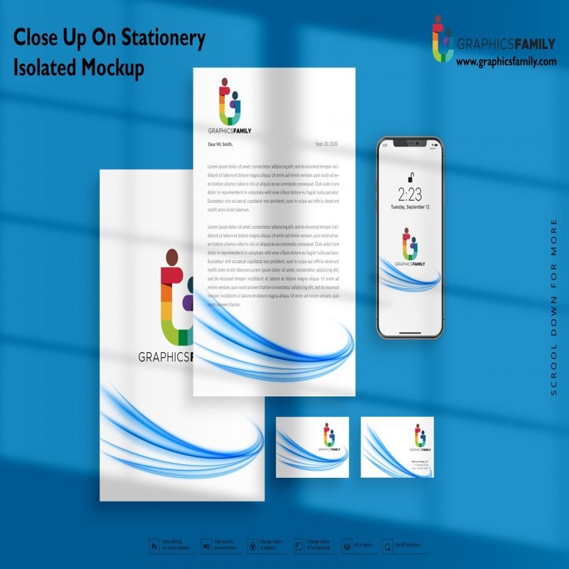 فایل موکاپ لوازم التحریر جدا شده از نزدیک - Close Up On Stationery Isolated Mockup