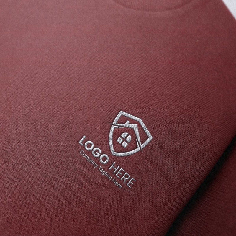 فایل موکاپ لوگو گلدوزی شده با بافت لباس - Clothing Textured Embroidered Logo Mockup