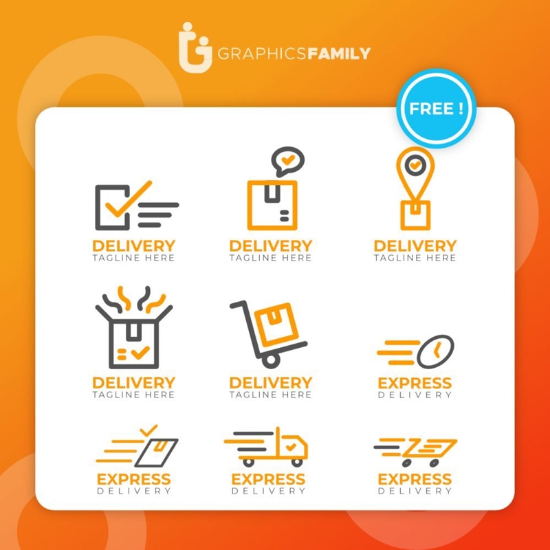 فایل مجموعه وکتور لوگو تحویل - Collection of delivery logo templates Vector