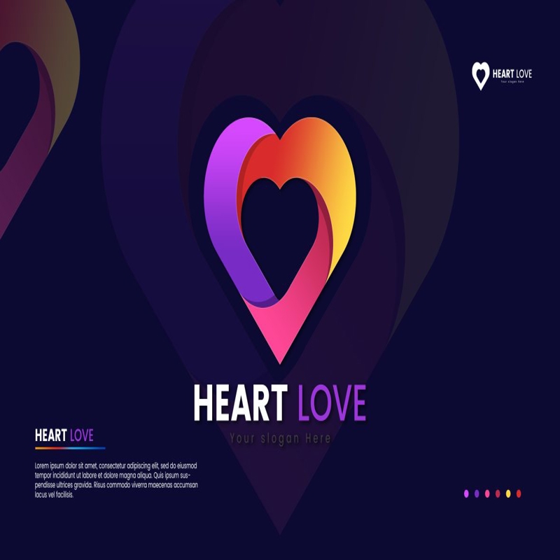 فایل طراحی لوگو قلب رنگارنگ عشق - Colorful Heart Love Logo Design
