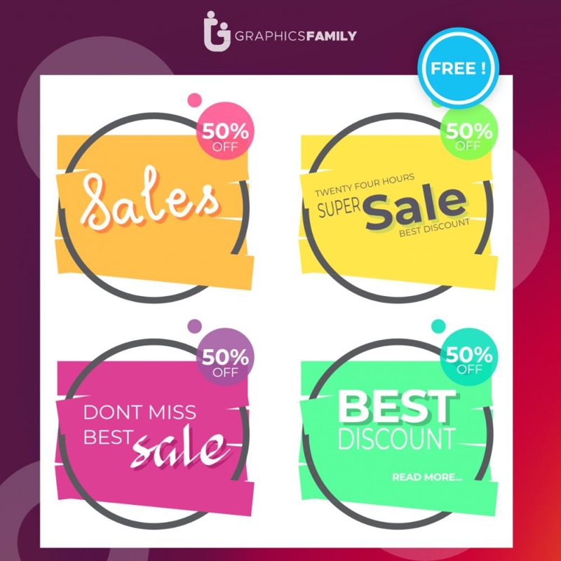 فایل مجموعه بنرهای فروش رنگارنگ - Colorful Sale Banner Collection