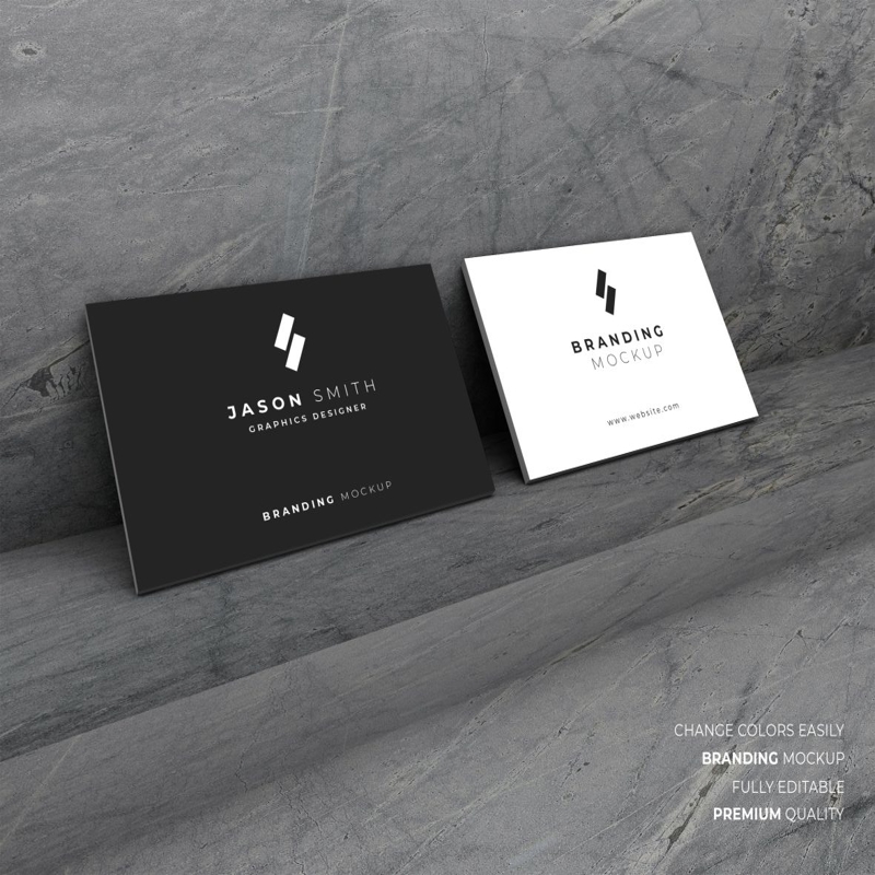 فایل موکاپ کارت ویزیت دیوار بتنی - Concrete Wall Business Card Mockup