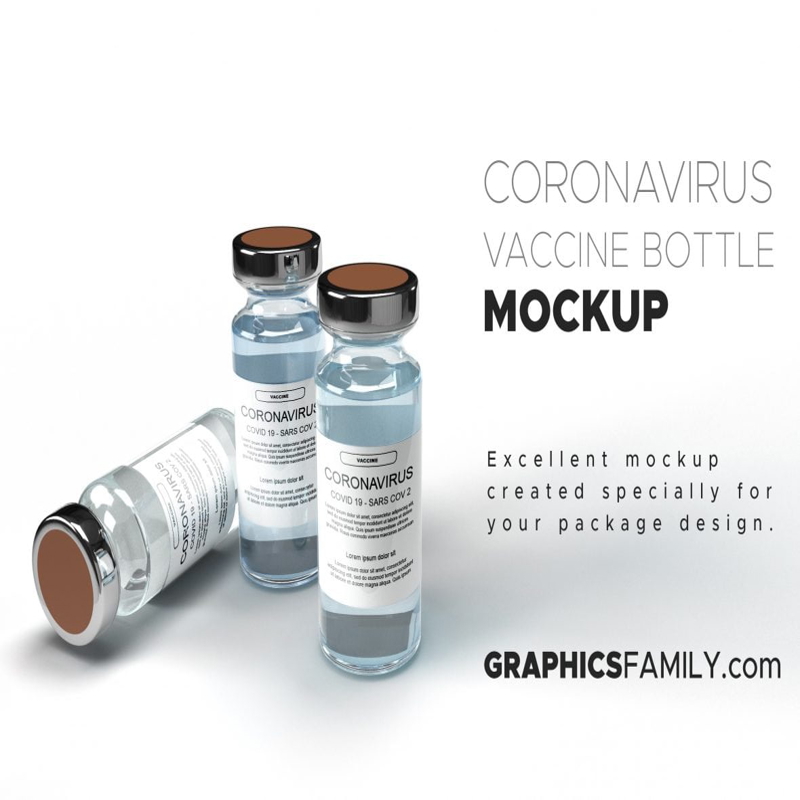 فایل ماکت بطری واکسن کرونا - Coronavirus Vaccine Bottle Mockup