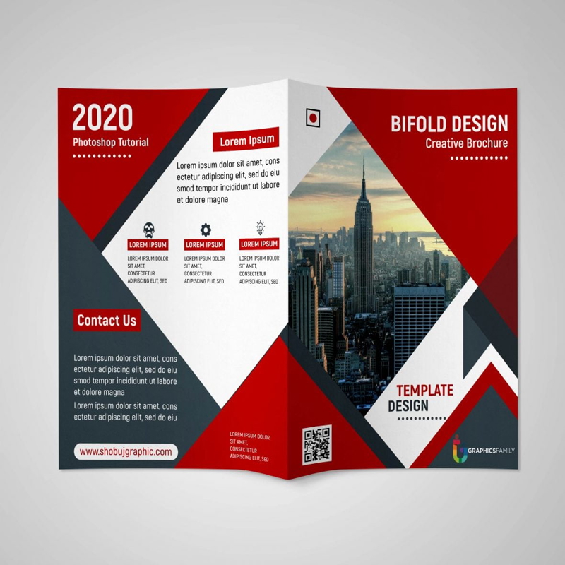 فایل قالب PSD طرح بروشور دو لت شرکتی - Corporate Bi Fold Brochure Design PSD Template