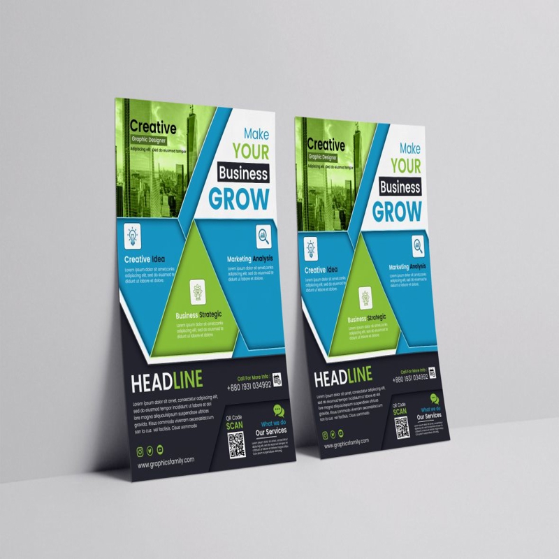 فایل الگوی بروشور تجاری آبی و سیاه شرکتی - Corporate Blue and Black Business Flyer Template