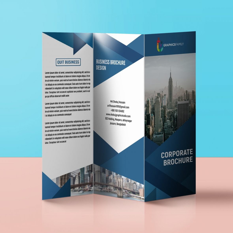 فایل قالب طراحی بروشور سه لت تجاری شرکتی PSD - Corporate Business Tri Fold Brochure Design Template Psd