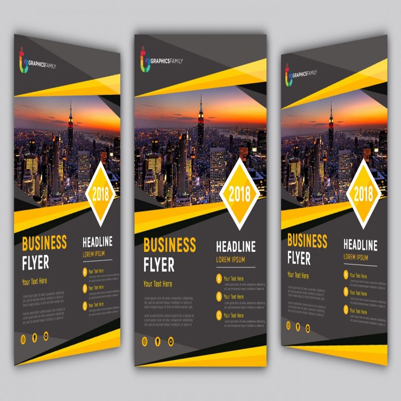 فایل طرح تراکت شرکتی با فرمت PSD تیره و زرد - Corporate Flyer Design with Dark and Yellow Psd