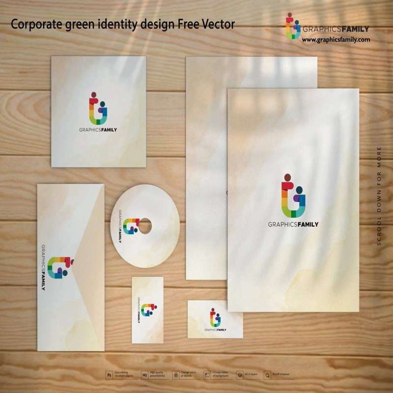 فایل وکتور طراحی هویت سبز شرکتی - Corporate green identity design Vector