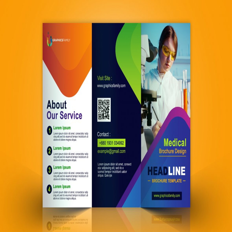 فایل طراحی بروشور سه لت پزشکی شرکتی - Corporate Medical Trifold Brochure Design