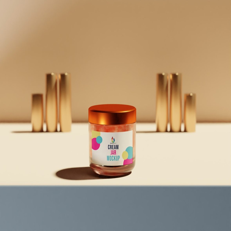 فایل ماکت شیشه خامه - Cream Jar Mockup