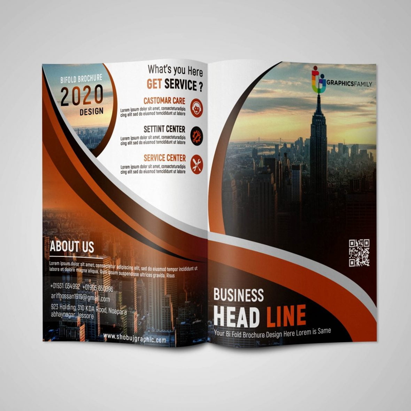 فایل قالب بروشور خلاقانه دو لت PSD برای انواع کسب و کارها - Creative BiFold PSD Brochure Template for all Kinds of Business
