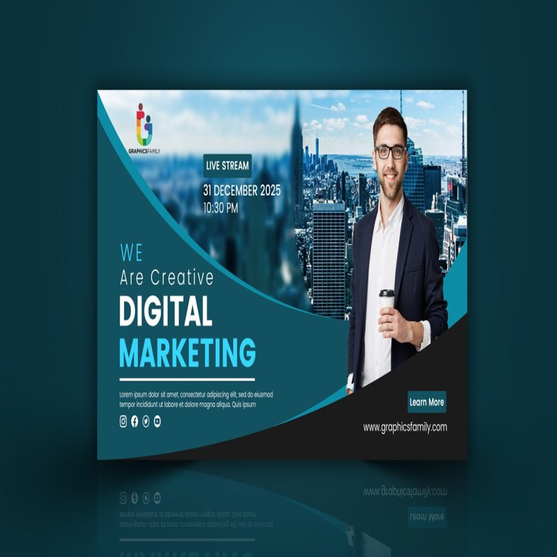 فایل الگوی طراحی بنر خلاقانه بازاریابی دیجیتال برای رسانه‌های اجتماعی - Creative Digital Marketing Social Media Banner Design Template