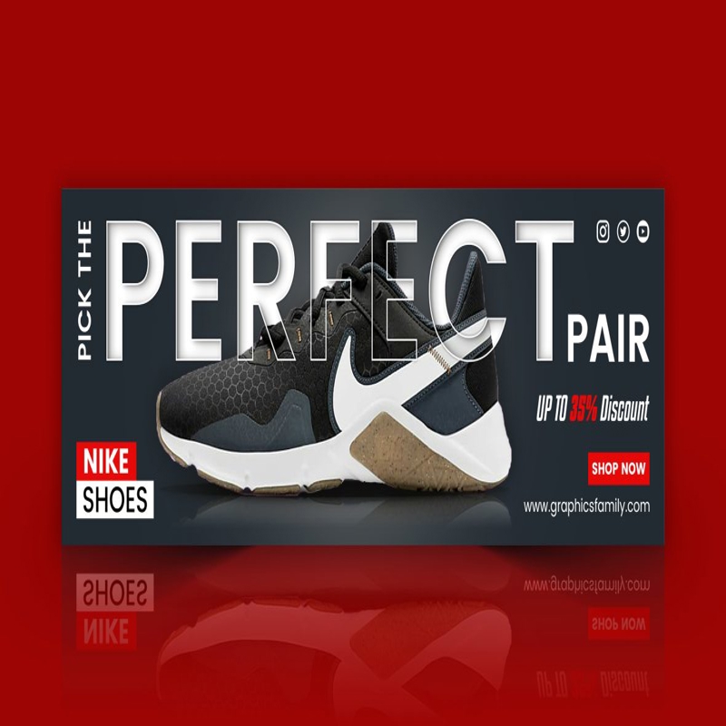 فایل طرح بنر فروشگاه اینترنتی کفش خلاقانه PSD - Creative E-Commerce Shoes Banner Design PSD