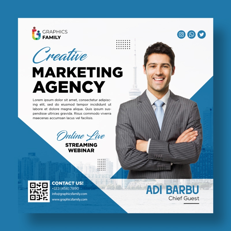 فایل الگوی بنر رسانه‌های اجتماعی آژانس بازاریابی خلاق - Creative Marketing Agency Social Media Banner Template