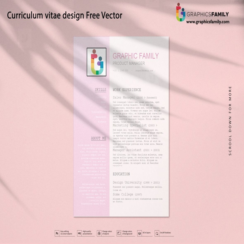 فایل وکتور طرح رزومه - Curriculum vitae design Vector
