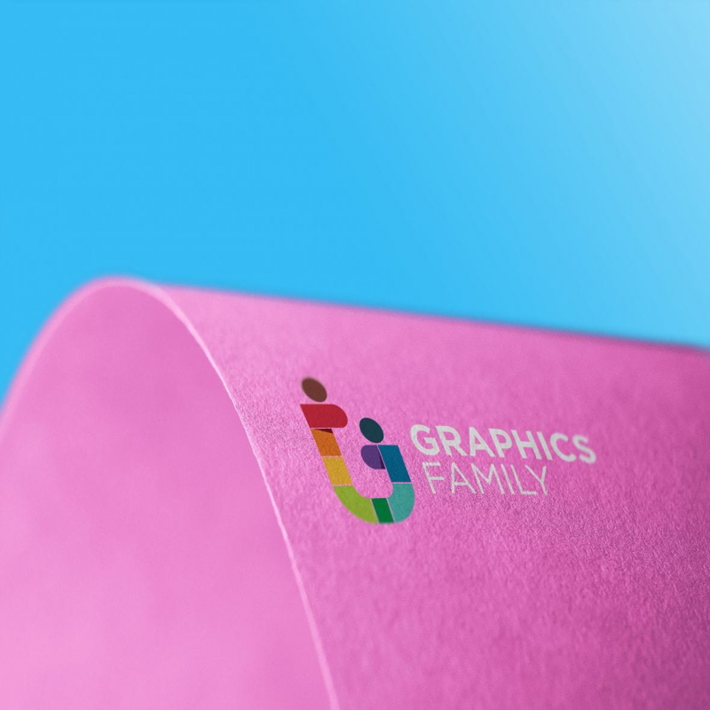 فایل موکاپ لوگو کاغذی رنگارنگ با لبه منحنی - Curve Edge Colorful Paper Logo Mockup