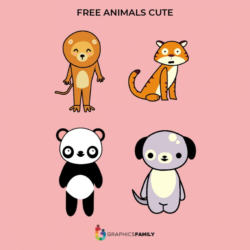 فایل وکتور حیوانات بامزه - Cute Animals Vectors