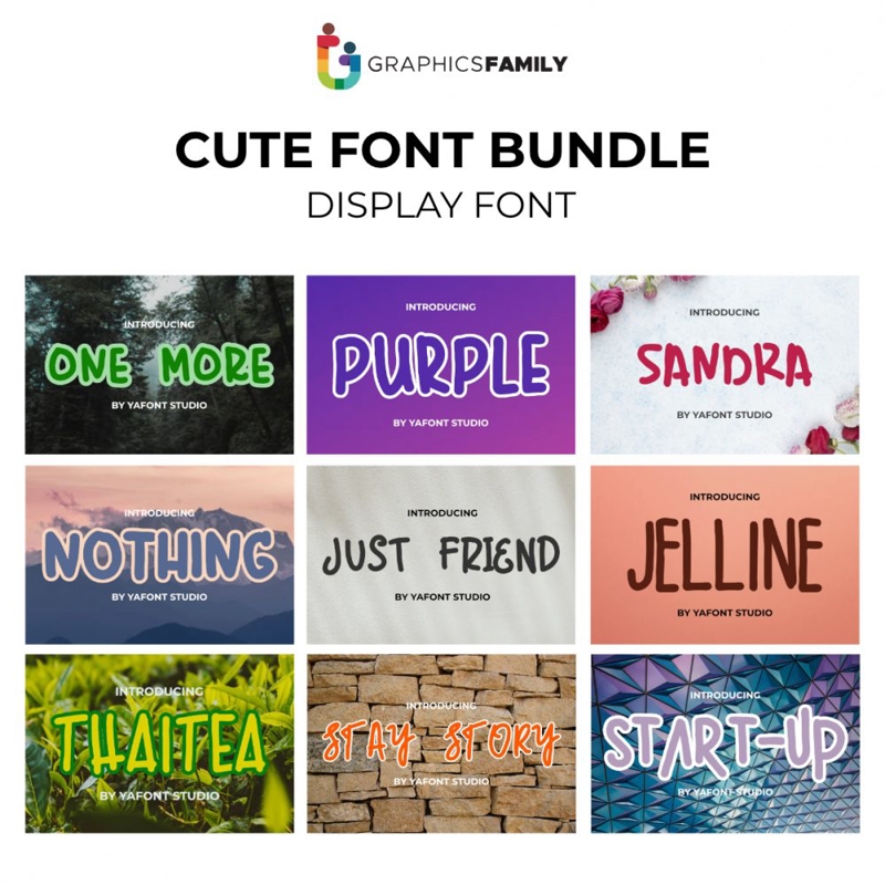 فایل بسته فونت نمایش زیبا - Cute Display Font Bundle