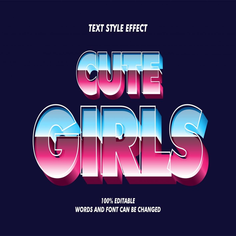 فایل افکت متن دخترهای بامزه - Cute Girls Text Effect