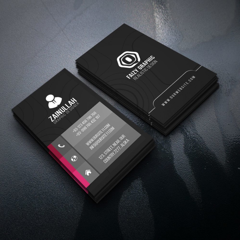 فایل کارت ویزیت طرح کارت ویزیت عمودی تیره - Dark Vertical Business Card Template