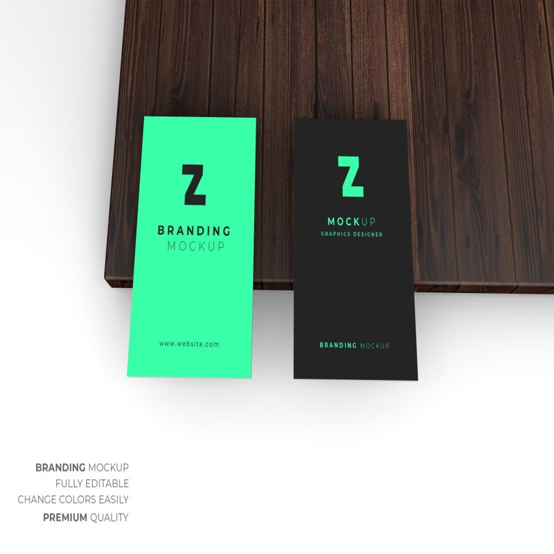 فایل موکاپ کارت ویزیت طرح چوب تیره - Dark Wood Business Card Mockup