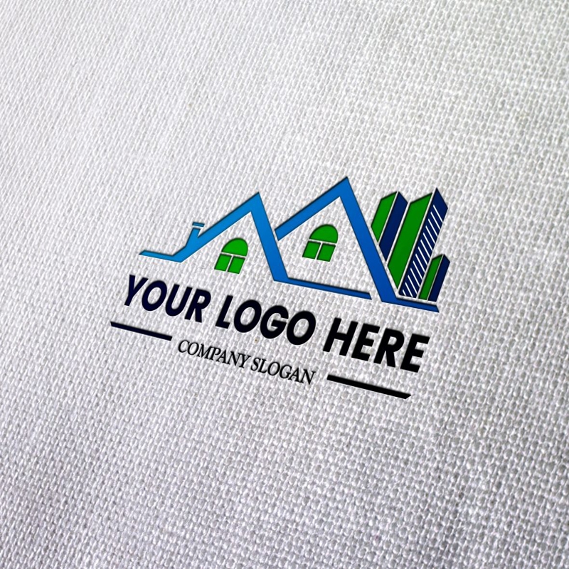 فایل موکاپ لوگو برجسته روی بافت پارچه سفید - Debossed logo mockup on white fabric texture