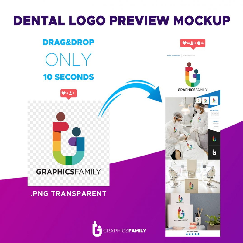 فایل پیش نمایش لوگو دندانپزشکی - Dental Logo Preview Mockup