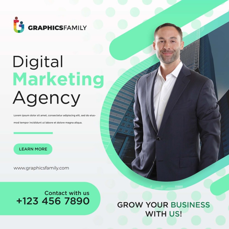فایل الگوی طراحی پست اینستاگرام مدرن برای آژانس بازاریابی دیجیتال - Digital Marketing Agency Modern Instagram Post Design Template