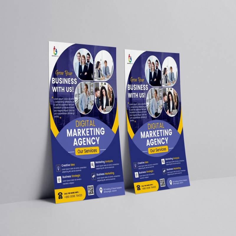 فایل قالب پوستر آژانس بازاریابی دیجیتال - Digital marketing agency poster template