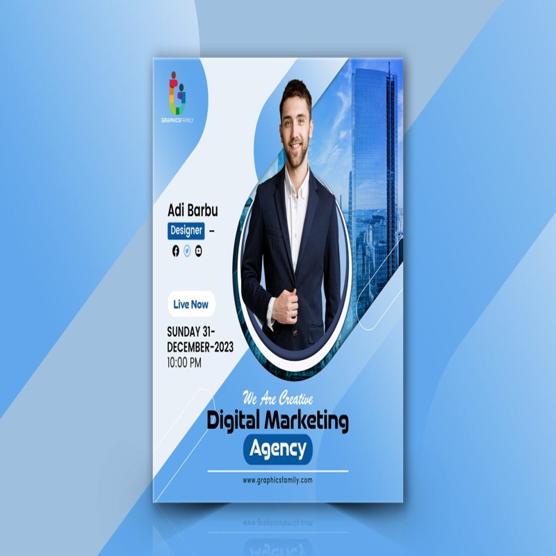 فایل آموزش وبینار زنده بازاریابی دیجیتال و قالب پست شبکه‌های اجتماعی شرکتی - Digital marketing live webinar and corporate social media post template tutorial