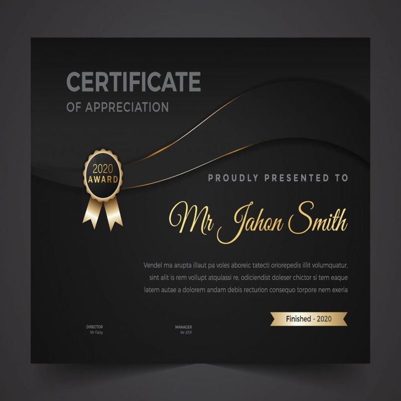 فایل الگوی گواهی دیپلم در تم تاریک - Diploma certificate template in dark theme
