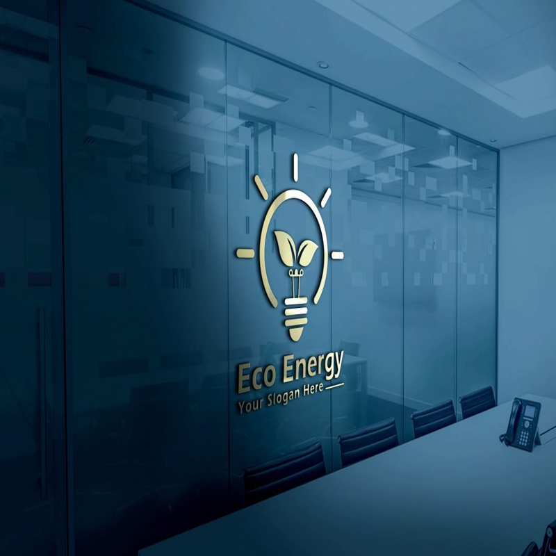 فایل طراحی لوگو لامپ انرژی سازگار با محیط زیست با برگ - Eco Energy Light Bulb with Leaves Logo Design