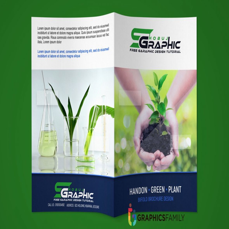 فایل بروشور دو لت طرح منظر و باغ سازگار با محیط زیست - Eco Garden Landscape Bi Fold Brochure