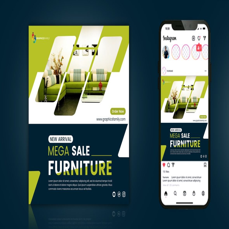 فایل طراحی پست اینستاگرام تجارت الکترونیک برای مبلمان - E-Commerce Instagram Post Design For Furniture
