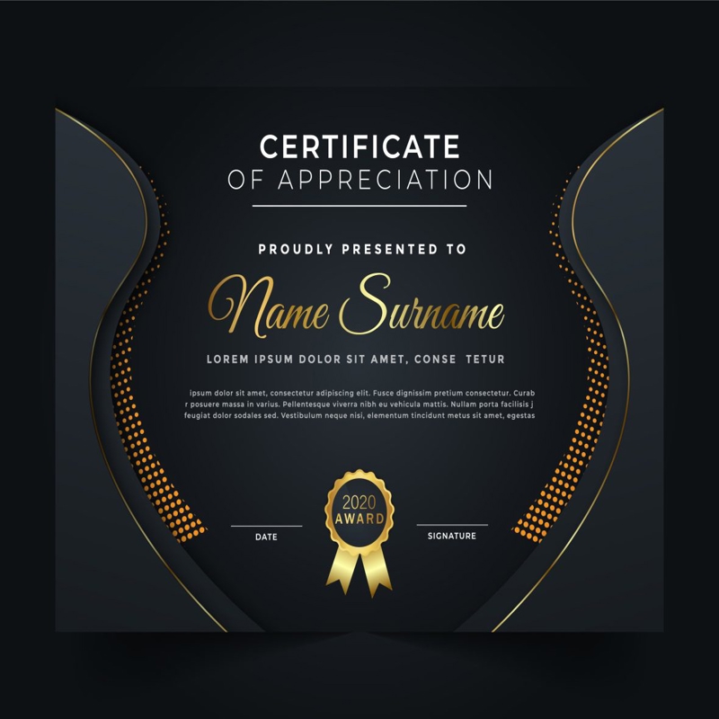 فایل گواهی موفقیت قابل ویرایش زیبا - Editable Elegant Certificate of Achievement