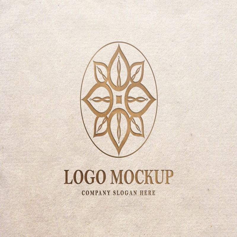 فایل موکاپ لوگو قابل ویرایش روی بافت کاغذ کرافت - Editable Logo Mockup on Kraft Paper Texture