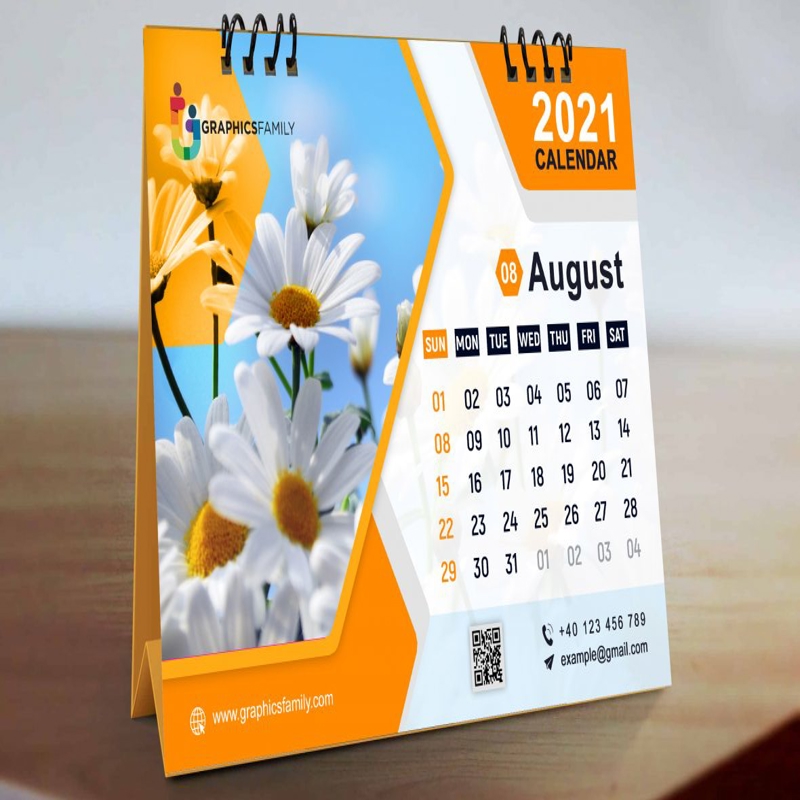 فایل قالب PSD تقویم نارنجی قابل ویرایش - Editable Orange Calendar Design PSD Template