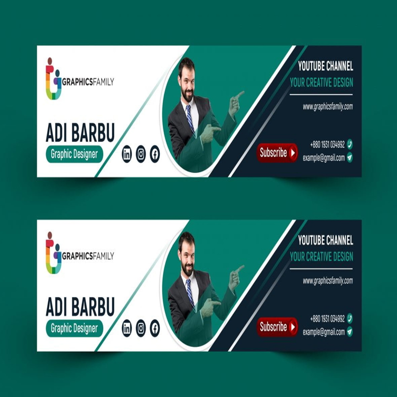 فایل طراحی هنری کانال یوتیوب قابل ویرایش در فتوشاپ - Editable Photoshop YouTube Channel Art Design