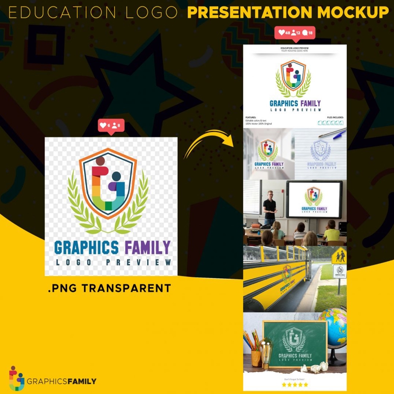 فایل موکاپ ارائه لوگوی آموزشی - Education Logo Presentation Mockup